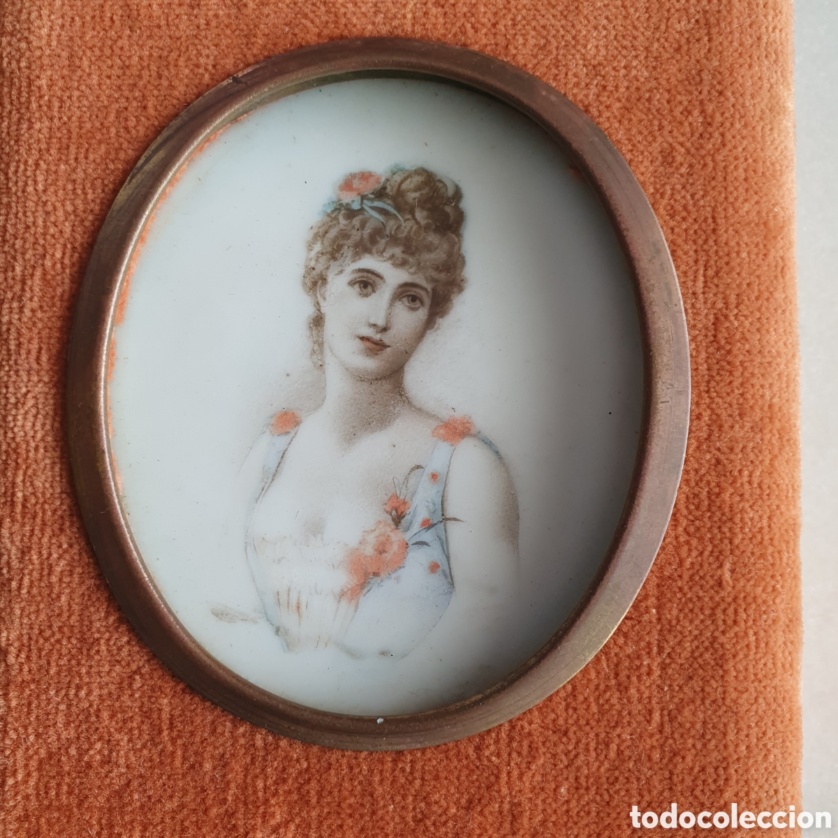 Arte: Miniatura pintada en opalina mujer - Foto 1