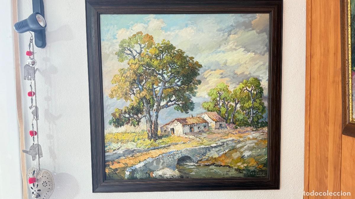 Arte: 3 preciosos bodegones y un paisaje campestre del maravilloso pintor nervense M. Vazquez
