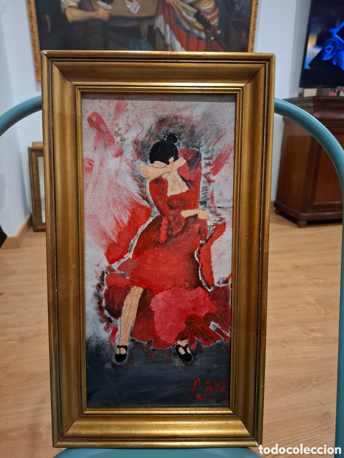 Arte: Oleo sobre tabla flamenca 45x24 - Foto 3