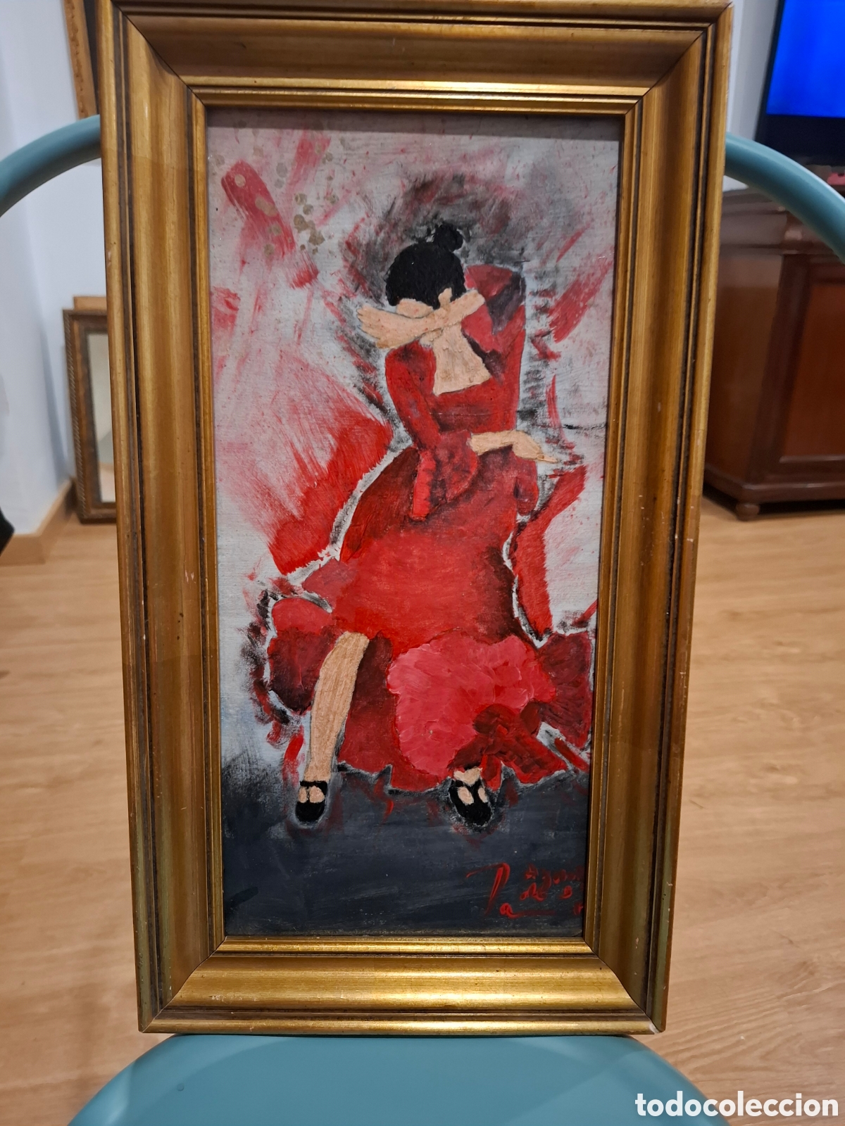 Arte: Oleo sobre tabla flamenca 45x24 - Foto 1