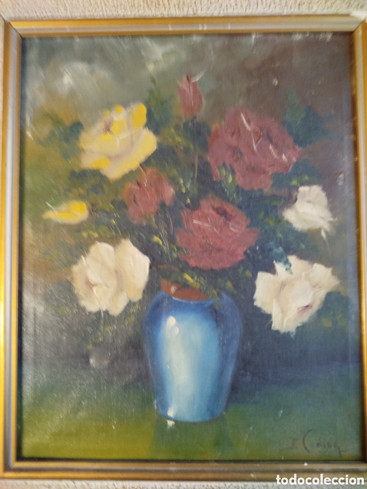 Arte: Cuadro antiguo &oacute;leo sobre lienzo del pintor J.Codina. - Foto 2