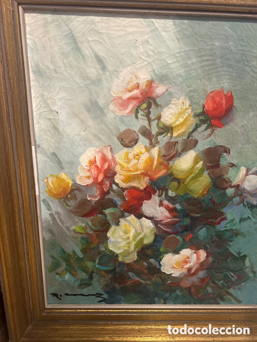 Arte: Cuadro antiguo de flores - Foto 2