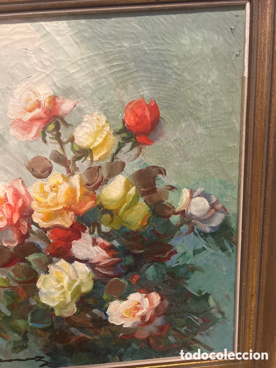 Arte: Cuadro antiguo de flores - Foto 3