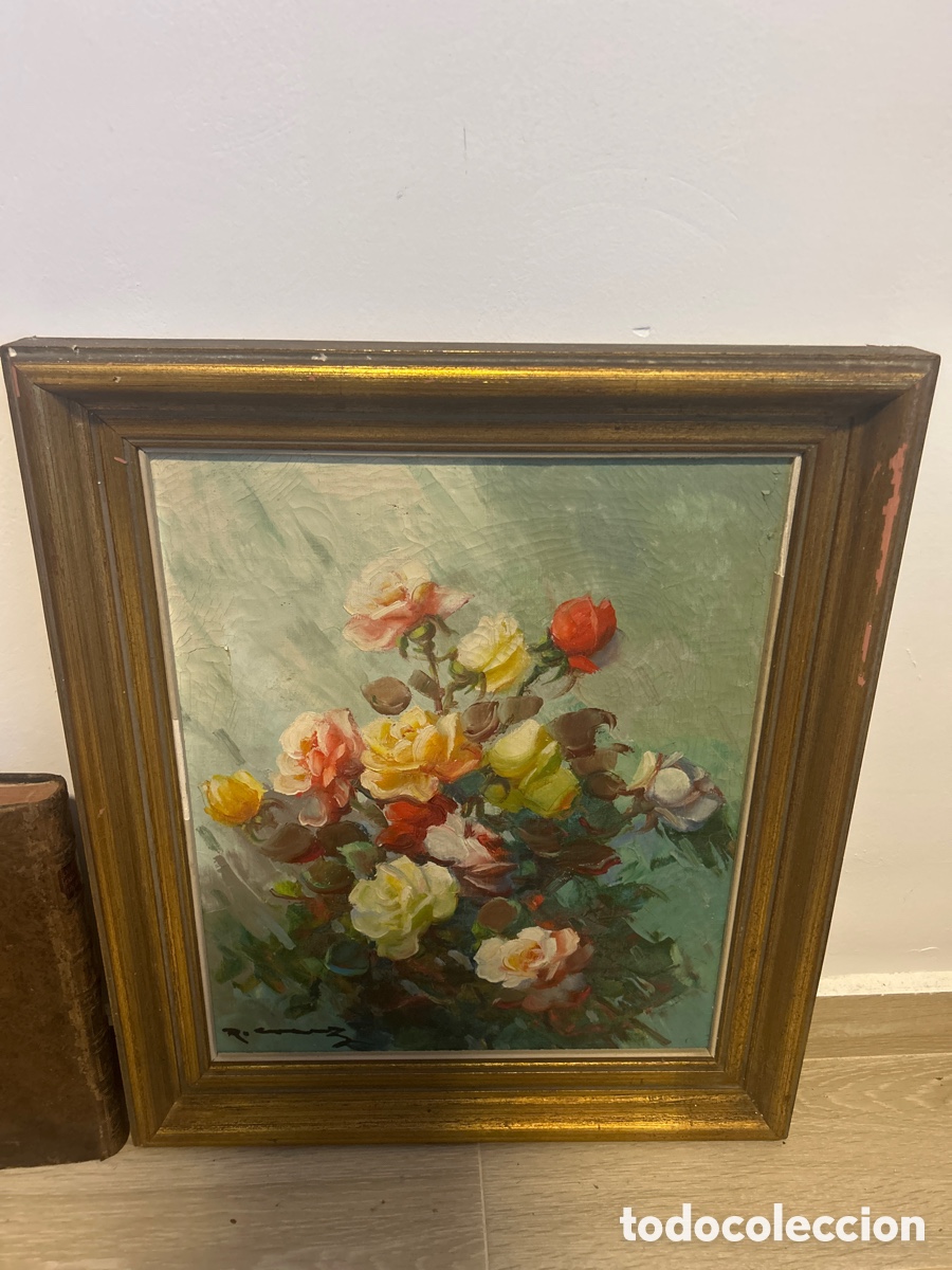 Arte: Cuadro antiguo de flores - Foto 1