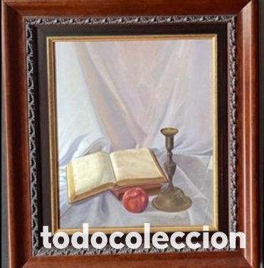 Arte: Bodeg&oacute;n con libro y quinqu&eacute;