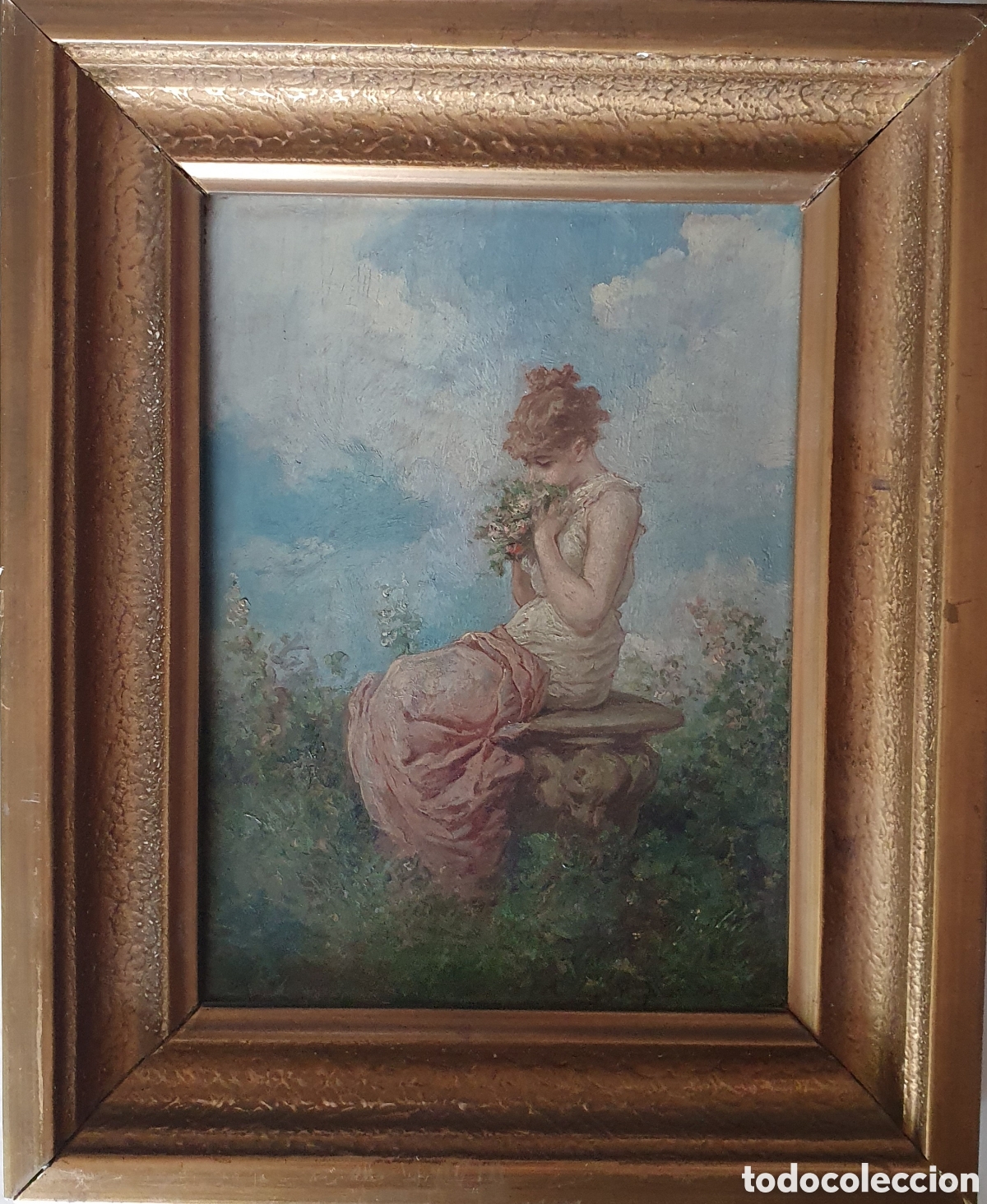 Arte: Oleo siglo XIX pintado en tabla - Foto 1