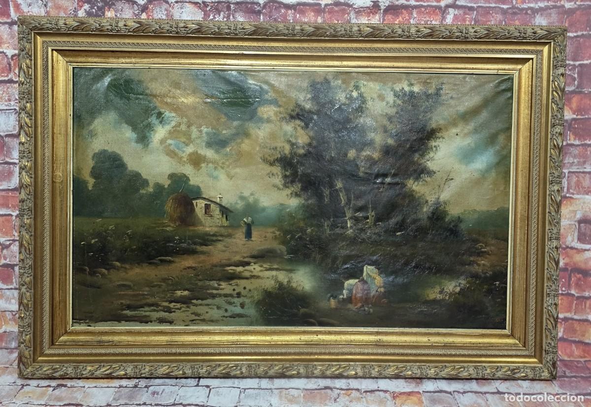 Arte: Antiguo oleo sobre lienzo - Foto 1