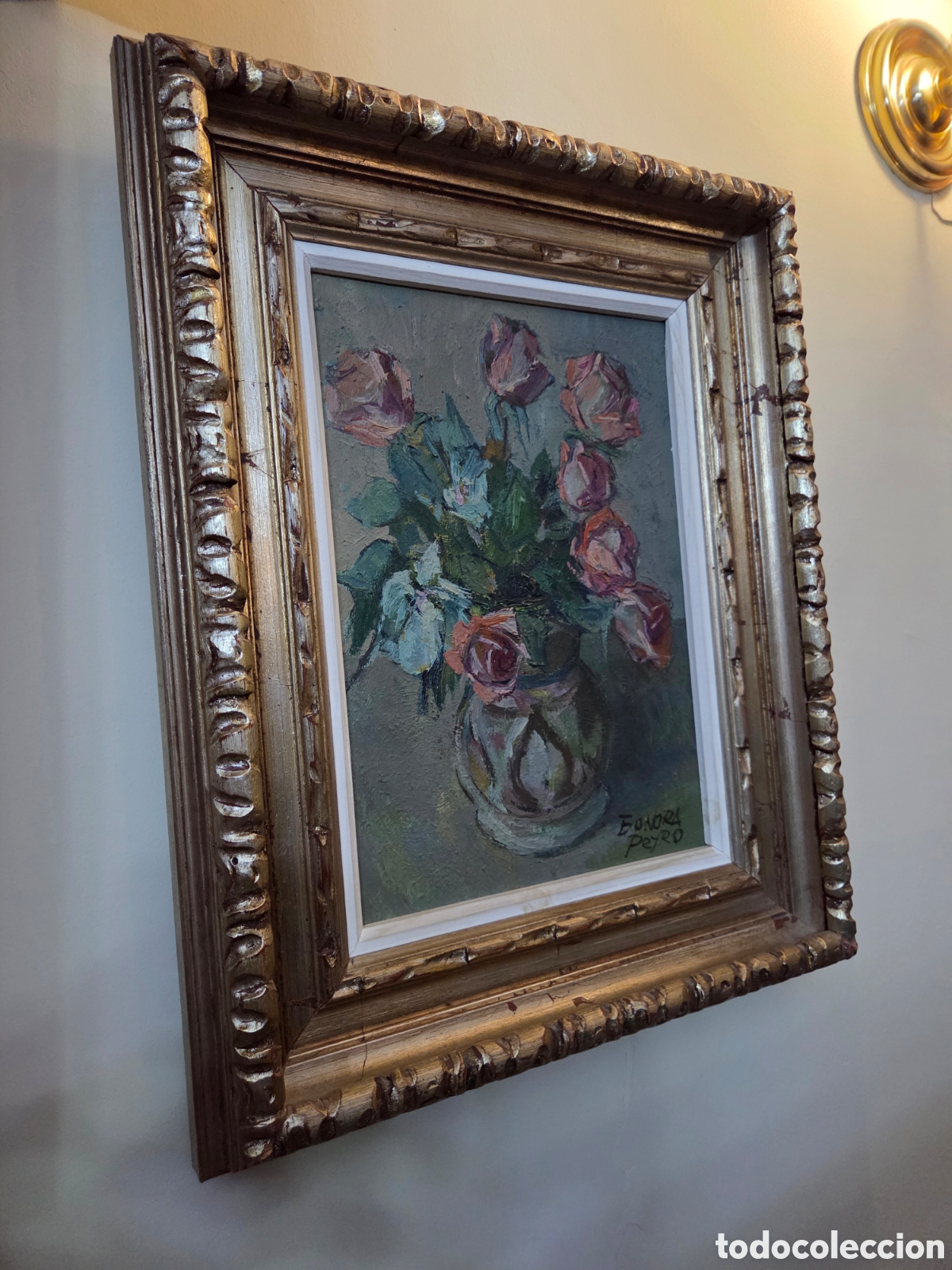 Arte: Cuadro motivo floral con Marco madera - Foto 2
