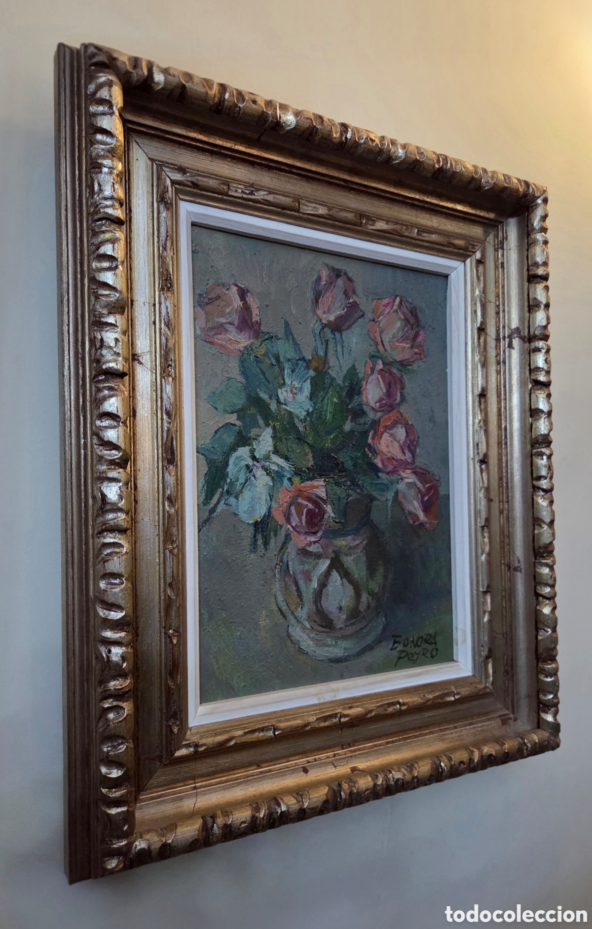 Arte: Cuadro motivo floral con Marco madera - Foto 1