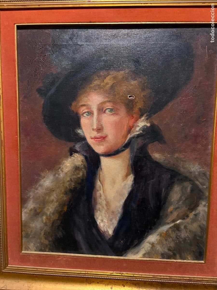 Arte: Retrato de mujer con sombrero. - Foto 1