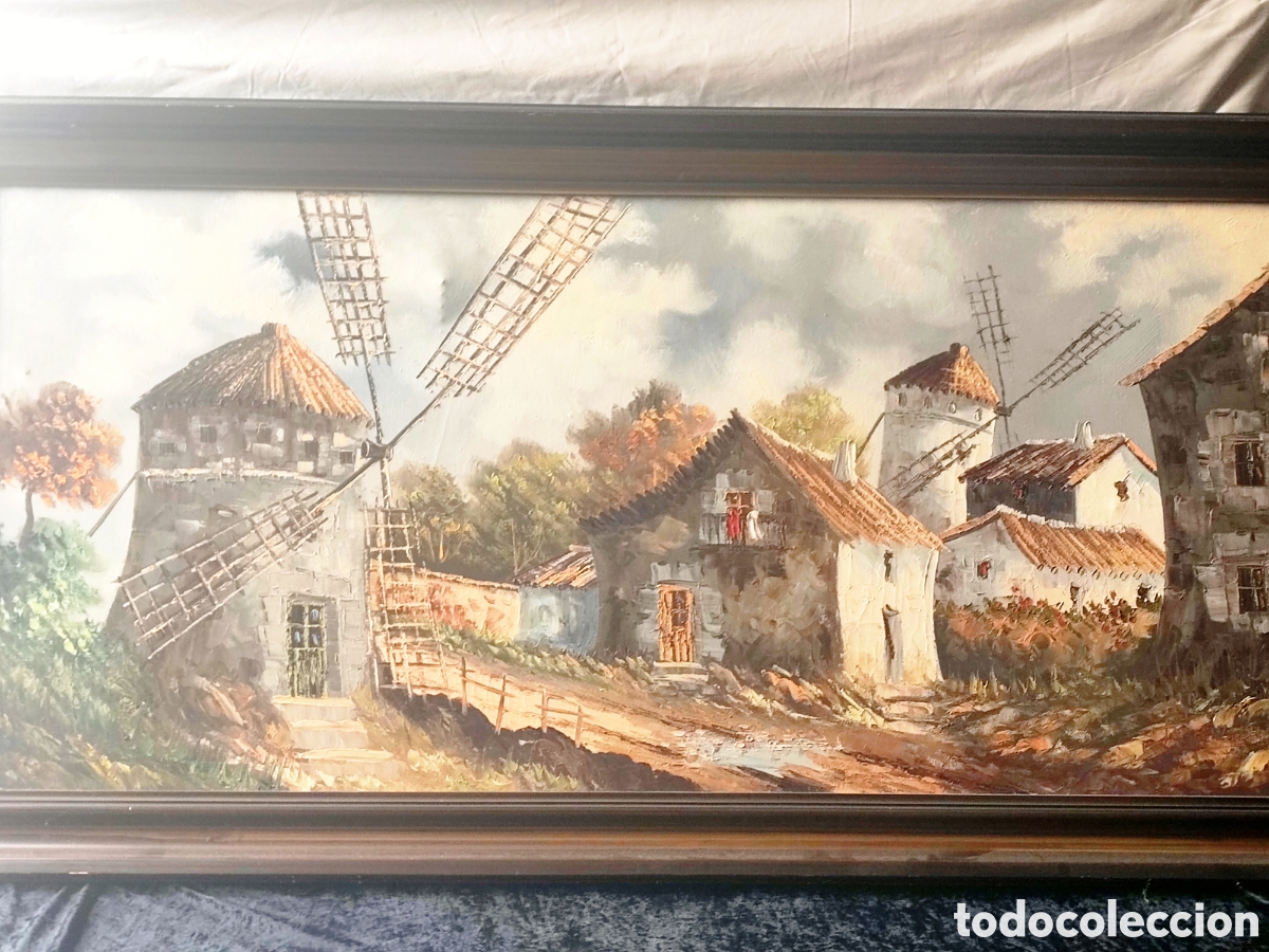 Arte: Antiguo gran cuadro al &oacute;leo firmado 145 x 75
