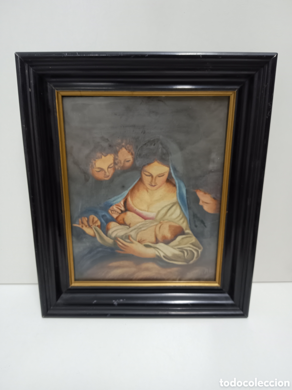 Arte: CUADRO ENMARCADO - REPRODUCCI&Oacute;N NOCHE SANTA DE CARLO MARATTI - 31x26cm - FIRMADO POR CARAL 1949