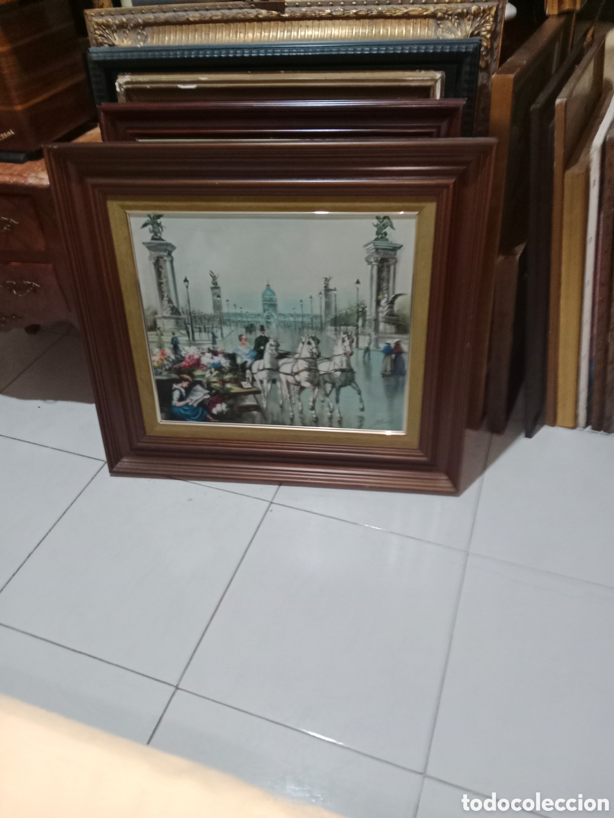 Arte: Cuadro oleo sobre lienzo pegado a tabla. Firmado pintor Franc&eacute;s 80x70 cm