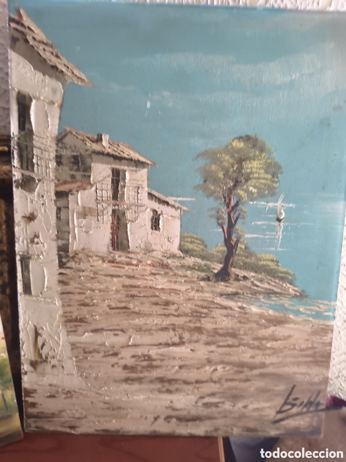 Kunst: Pintura oleo cuadro al oleo paisaje firmado B.Lola