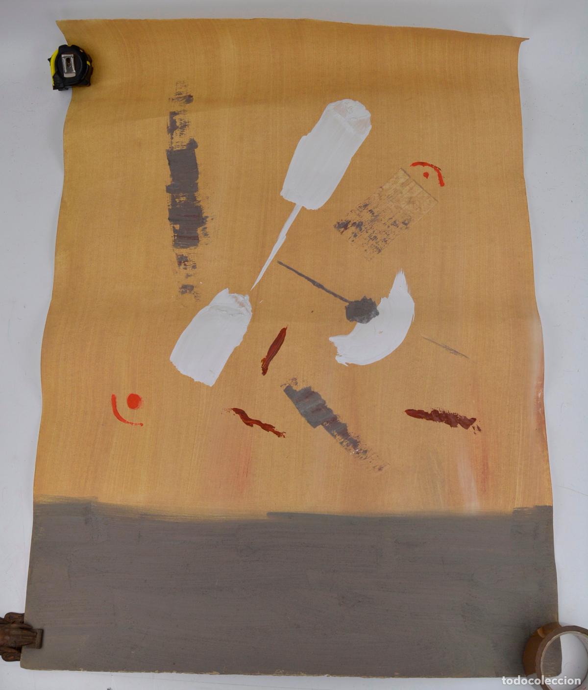 Art: Obra abstracta, pintura sobre papel, fechado 1994, firma ilegible, artista por identificar.