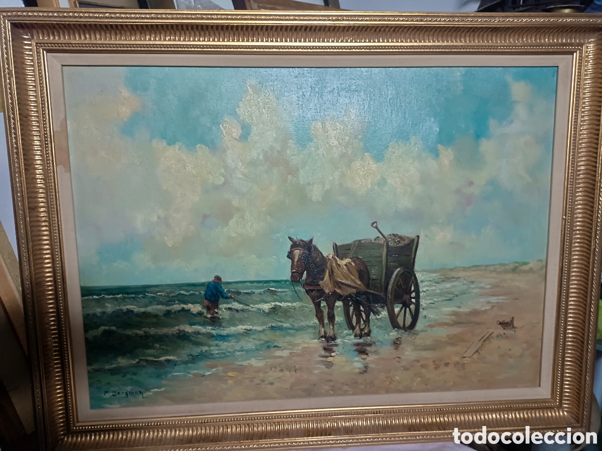 Arte: Cuadro al oleo, t&iacute;tulo mariscando. - Foto 4