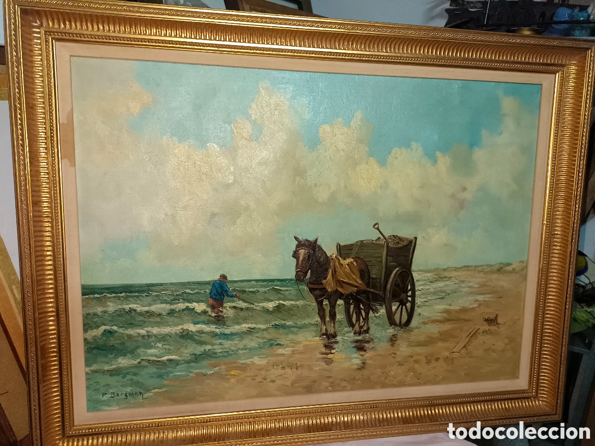 Arte: Cuadro al oleo, t&iacute;tulo mariscando. - Foto 1