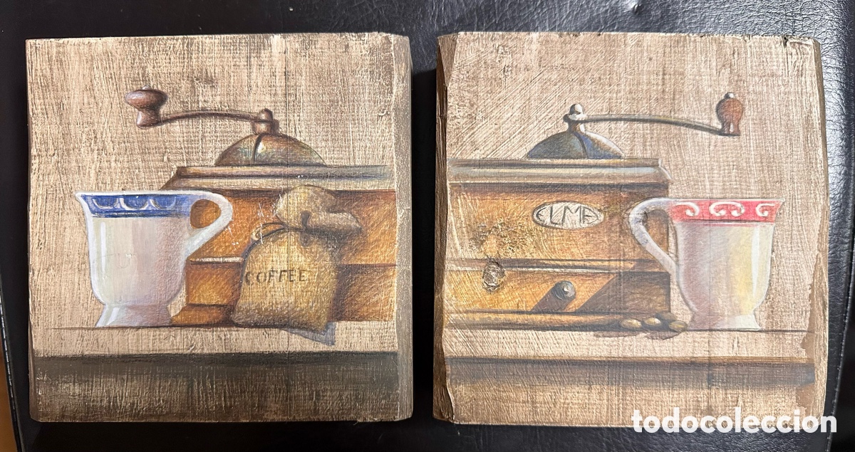 Arte: Pareja de bodegones al &oacute;leo sobre madera - Foto 1