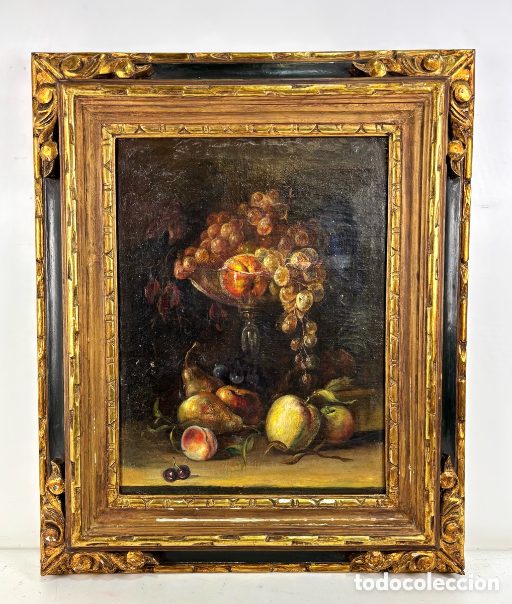 Arte: BODEG&Oacute;N CON JARRA Y FRUTAS - SIGLO XIX - OLEO TELA