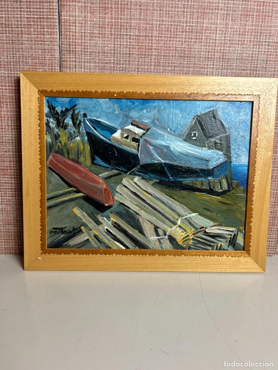 Arte: &Oacute;leo sobre lienzo Barcos - Foto 1