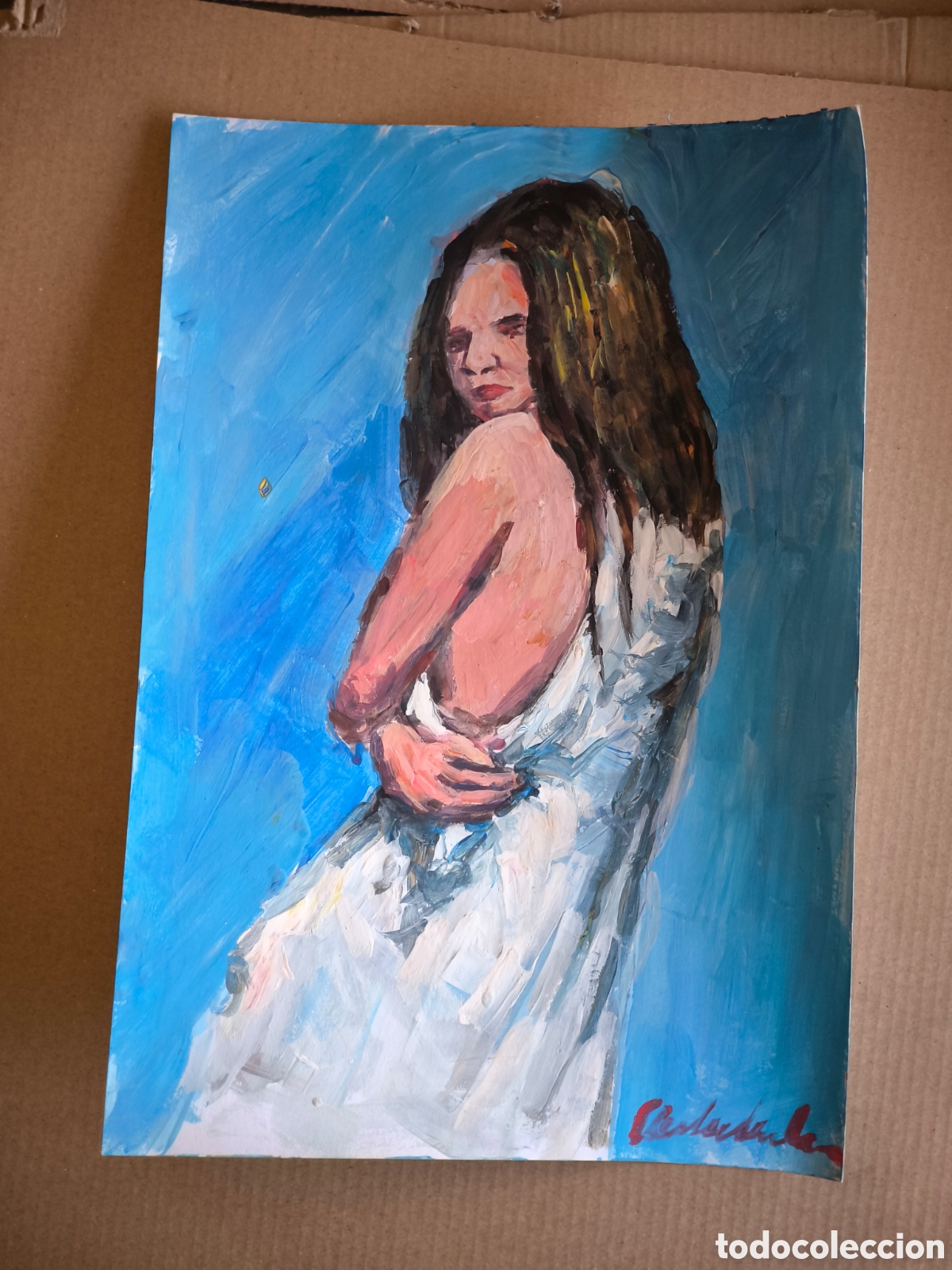 Arte: Mujer pensativa (original )