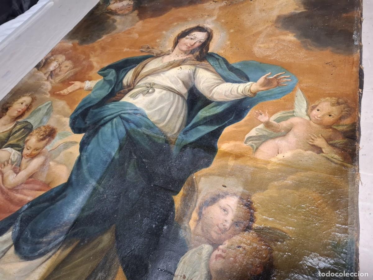 Arte: INMACULADA CON ANGELITOS SIGLO XVIII - Foto 2