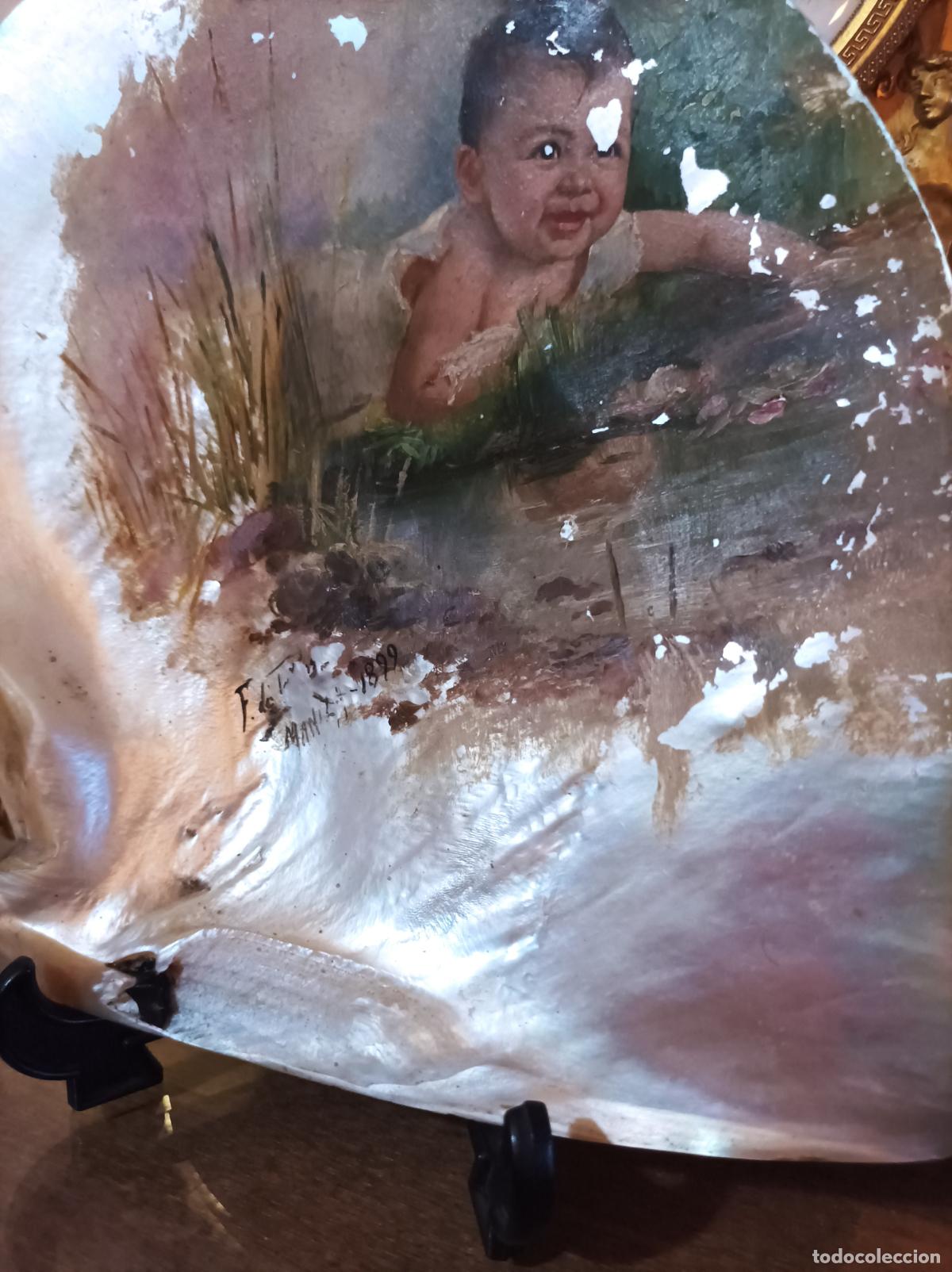Arte: Oleo sobre concha .S.XIX.Madreperla. - Foto 14