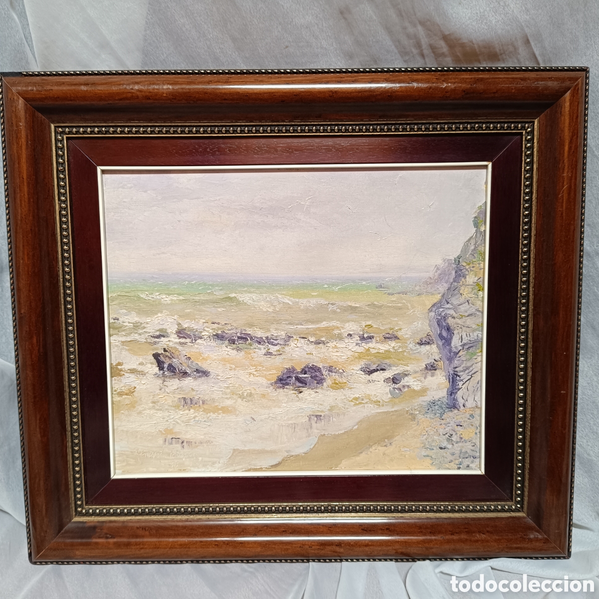 Arte: Cuadro &Oacute;leo Marina costa de Cantabria por M&eacute;ndez Caballero