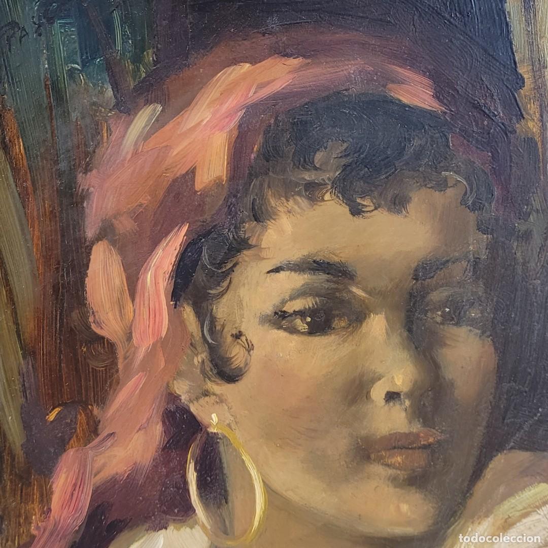Arte: &Oacute;leo sobre tabla &ldquo;Gitana&rdquo;, 40&rsquo;s - Francia - Foto 2