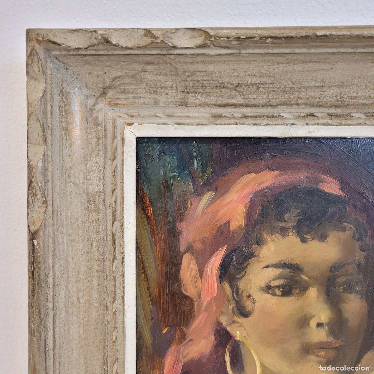 Arte: &Oacute;leo sobre tabla &ldquo;Gitana&rdquo;, 40&rsquo;s - Francia - Foto 7
