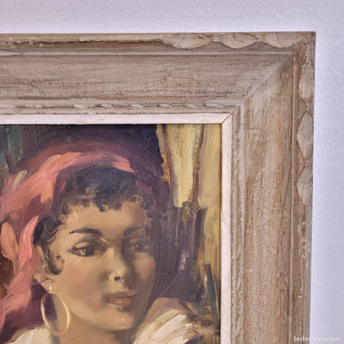 Arte: &Oacute;leo sobre tabla &ldquo;Gitana&rdquo;, 40&rsquo;s - Francia - Foto 8