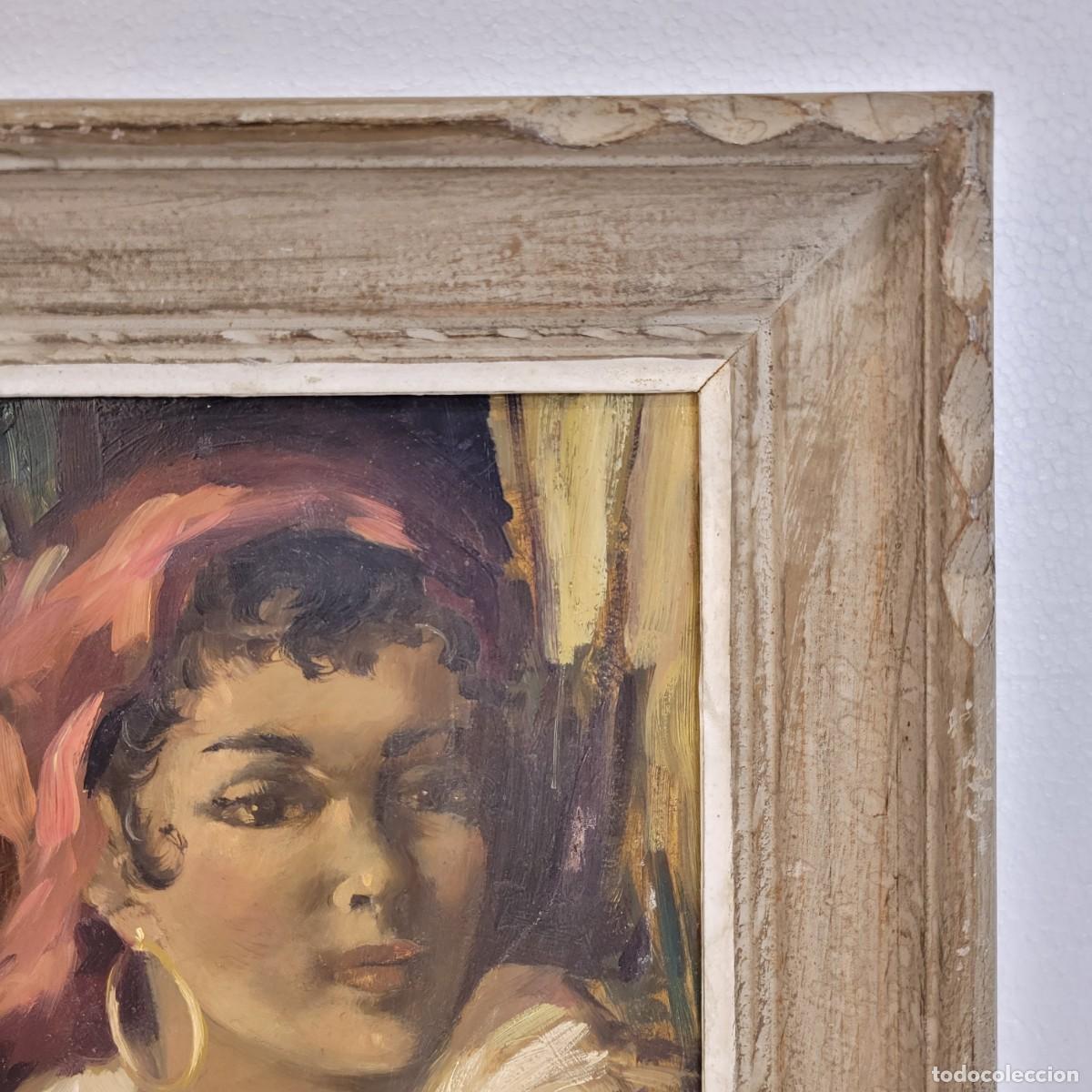 Arte: &Oacute;leo sobre tabla &ldquo;Gitana&rdquo;, 40&rsquo;s - Francia - Foto 9