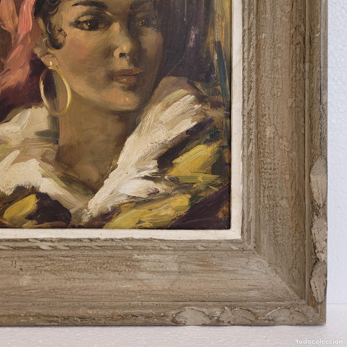 Arte: &Oacute;leo sobre tabla &ldquo;Gitana&rdquo;, 40&rsquo;s - Francia - Foto 10