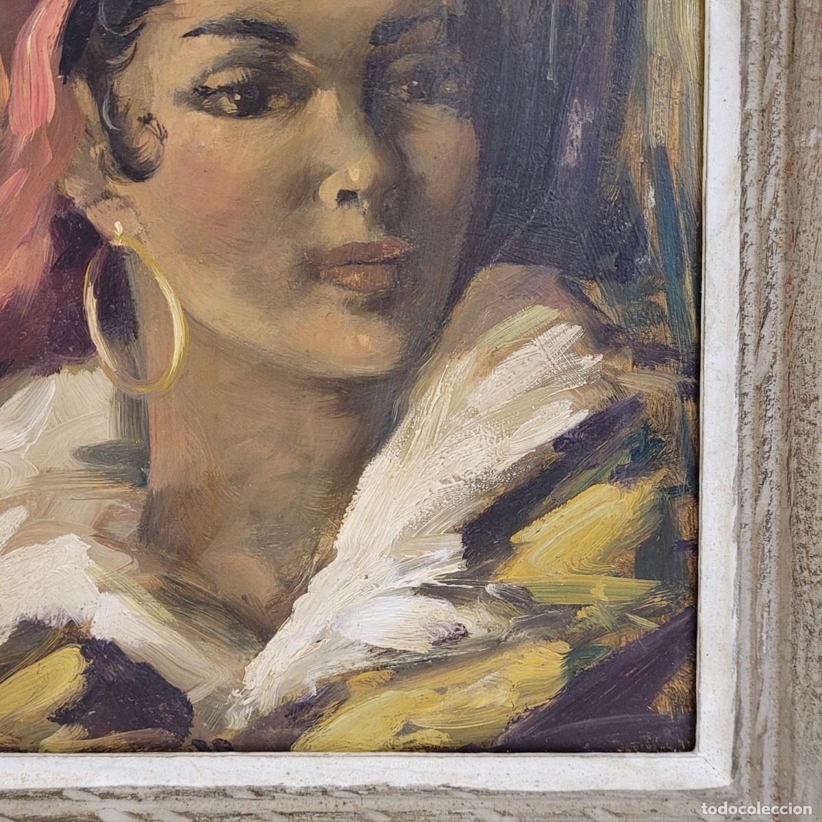 Arte: &Oacute;leo sobre tabla &ldquo;Gitana&rdquo;, 40&rsquo;s - Francia - Foto 12