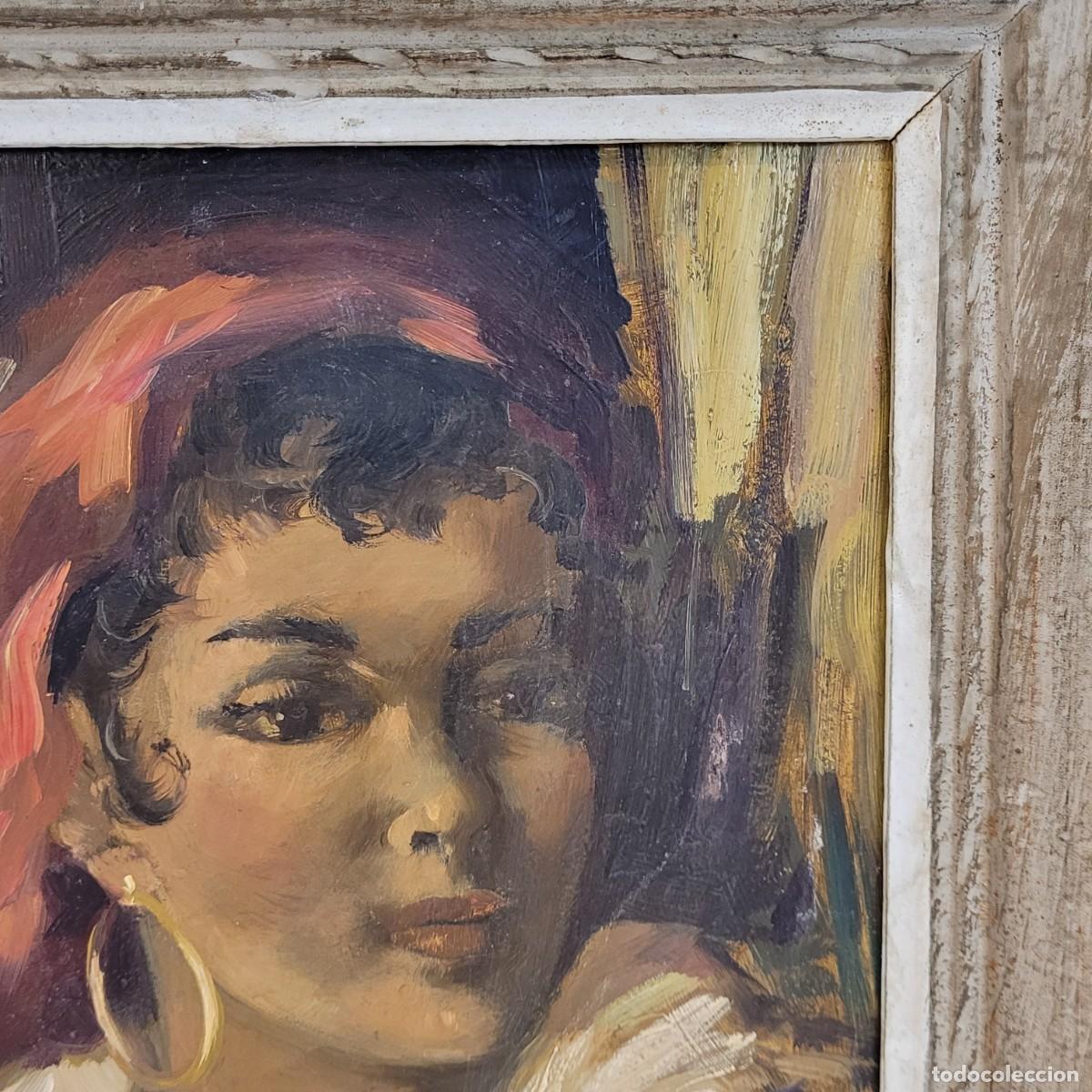 Arte: &Oacute;leo sobre tabla &ldquo;Gitana&rdquo;, 40&rsquo;s - Francia - Foto 15