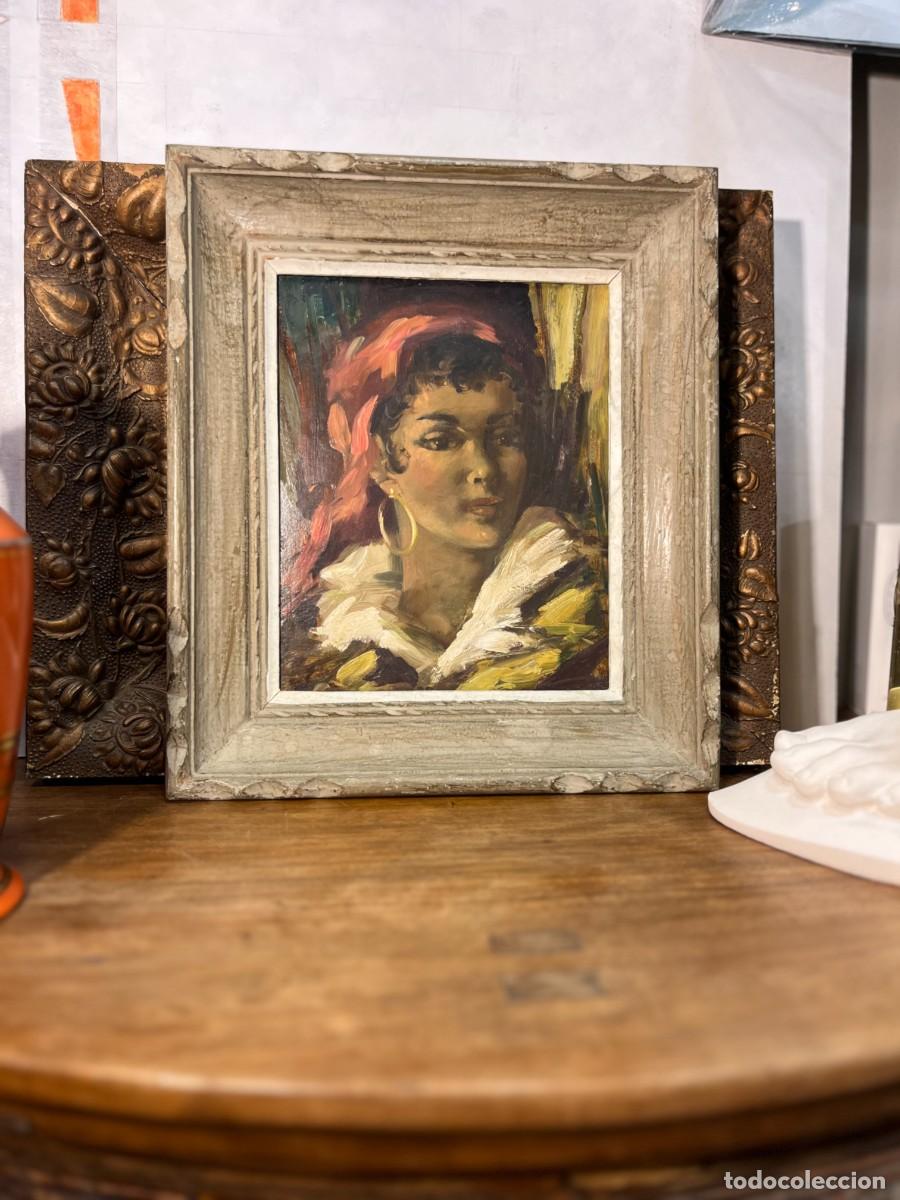 Arte: &Oacute;leo sobre tabla &ldquo;Gitana&rdquo;, 40&rsquo;s - Francia - Foto 20