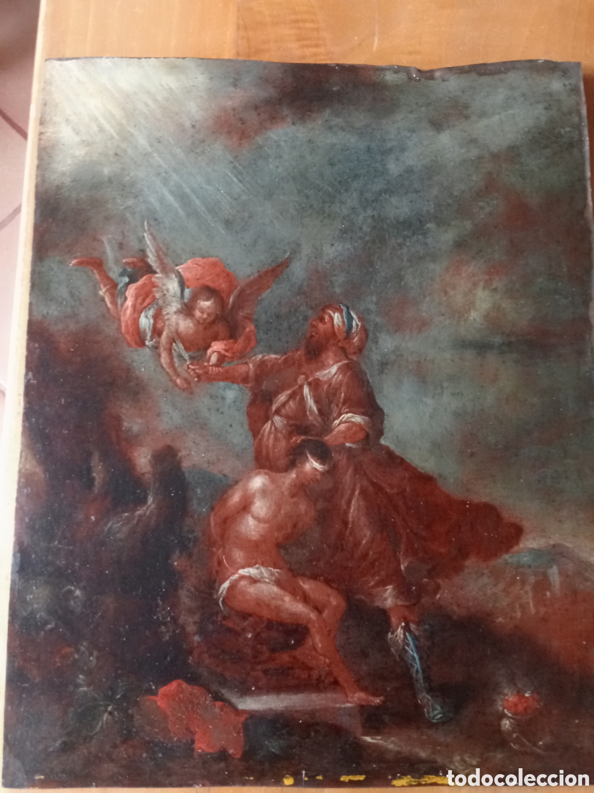 Arte: &Oacute;leo sobre cobre sacrificio de Issac