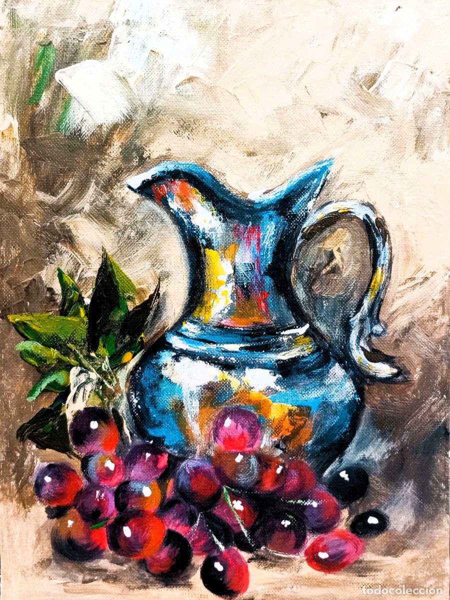 Arte: obra pintada, Jarron con Uvas - Foto 1