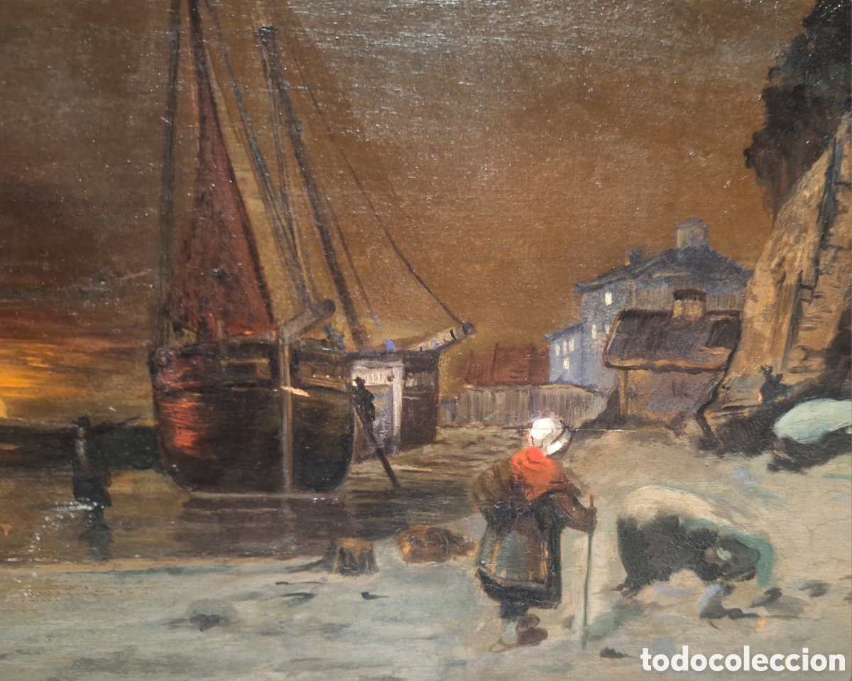 Arte: PUESTA DE SOL. C&Iacute;RCULO DE JOHAN BARTHOLD JONGKIND. - Foto 3
