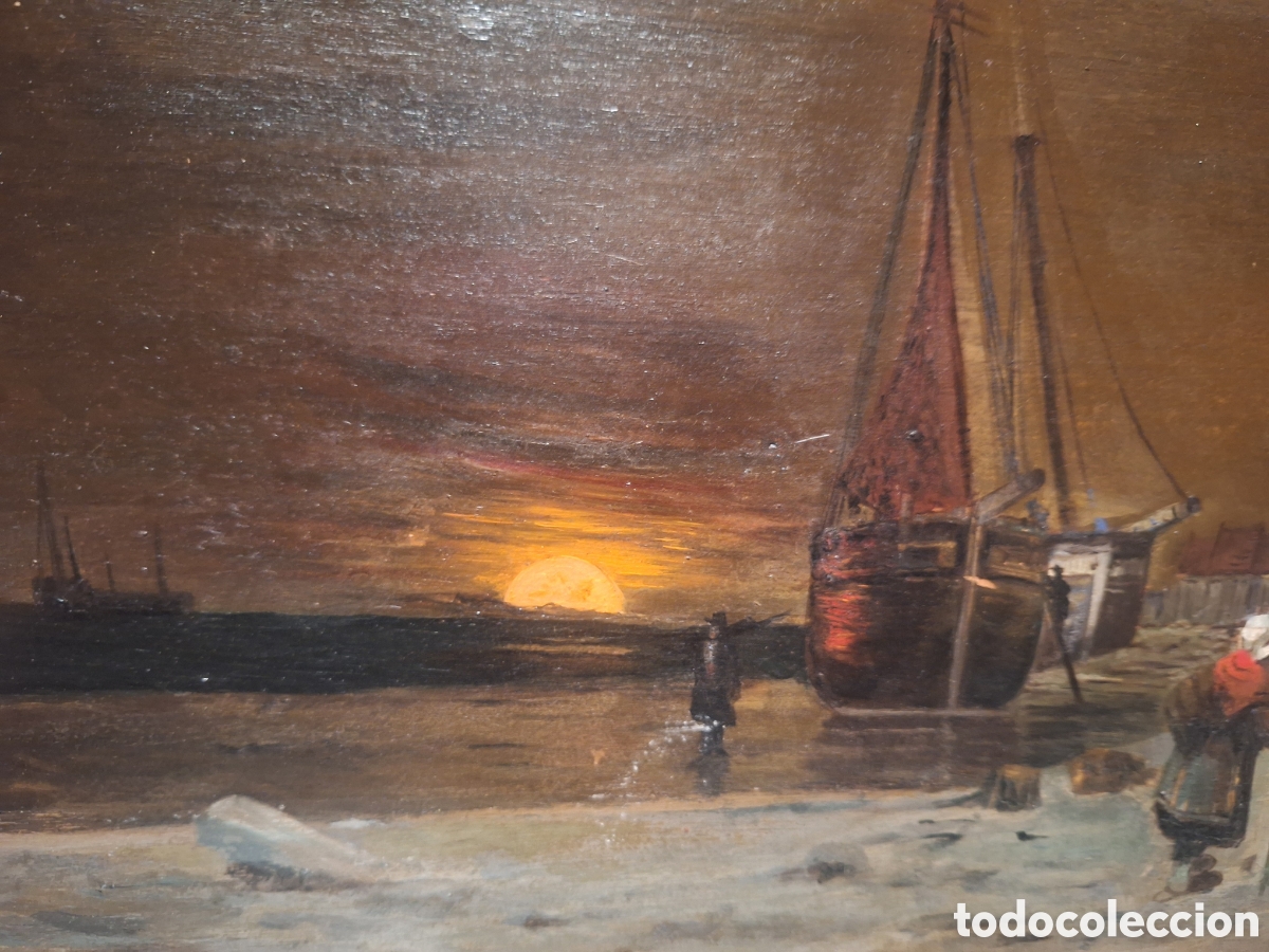 Arte: PUESTA DE SOL. C&Iacute;RCULO DE JOHAN BARTHOLD JONGKIND. - Foto 4