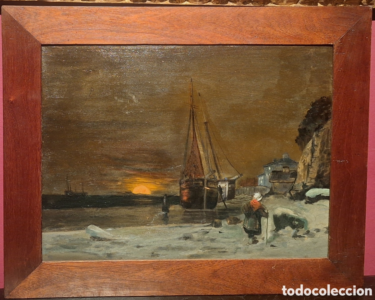 Arte: PUESTA DE SOL. C&Iacute;RCULO DE JOHAN BARTHOLD JONGKIND. - Foto 1
