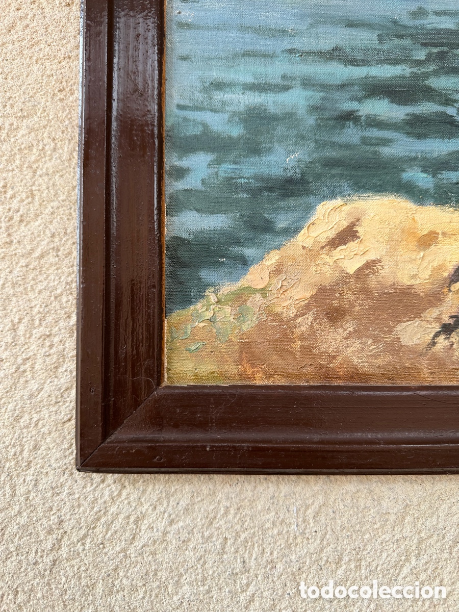 Arte: Antiguo &oacute;leo sobre table. Marina. Con marco - Foto 4