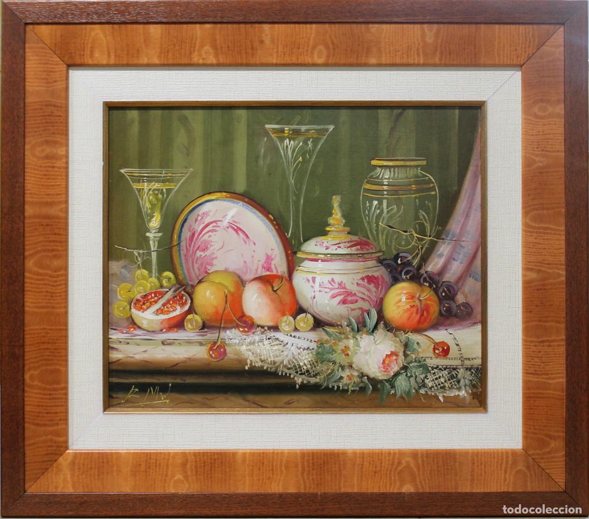 Arte: Bodeg&oacute;n - R. Michel - &Oacute;leo sobre lienzo - Foto 1