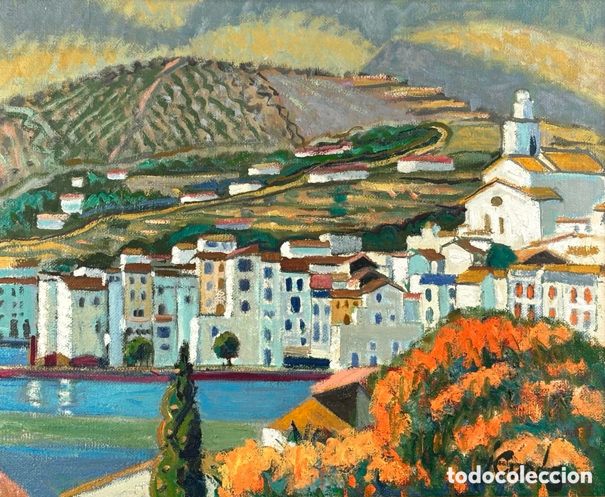 Kunst: JORDI CUR&Oacute;S VENTURA - CADAQU&Eacute;S - OLEO LIENZO - 60 X 73 CM