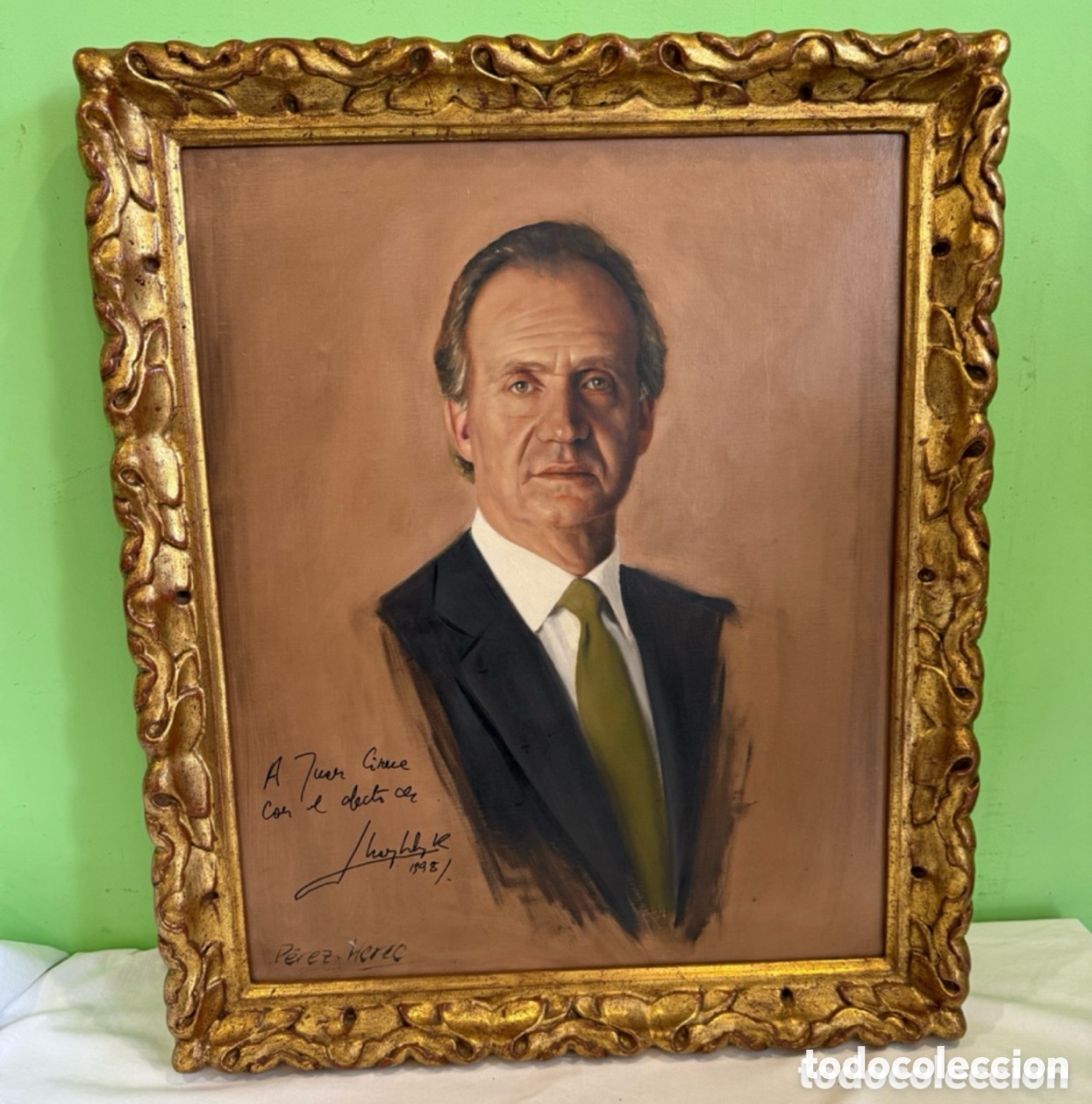 Kunst: Retrato de Su Majestad el Rey Juan Carlos I &ndash; &Oacute;leo sobre lienzo firmado Carlos P&eacute;rez Herce &ndash; 1988