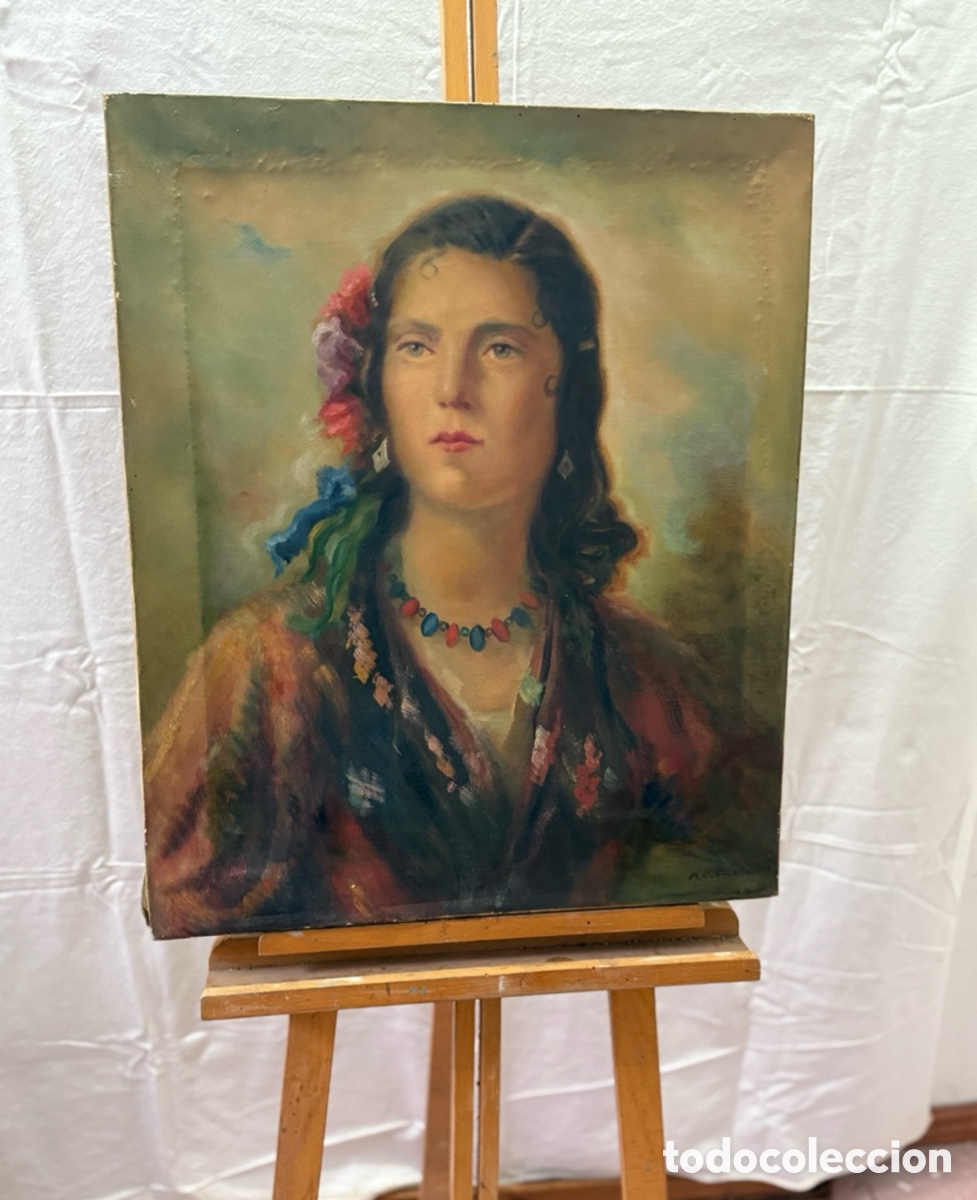 Art: Joan matamala i Flotats1893-1977)Gitana.&Oacute;leo sobre lienzo firmado.Retrato femenino. Escuela catal&aacute;na