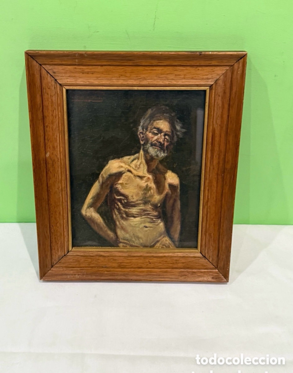 Arte: Arturo Mart&iacute;nez cabezas. &Oacute;leo sobre tablex.Viejo desnudo al sol&rdquo; de Mariano Fortuny pintado firmado