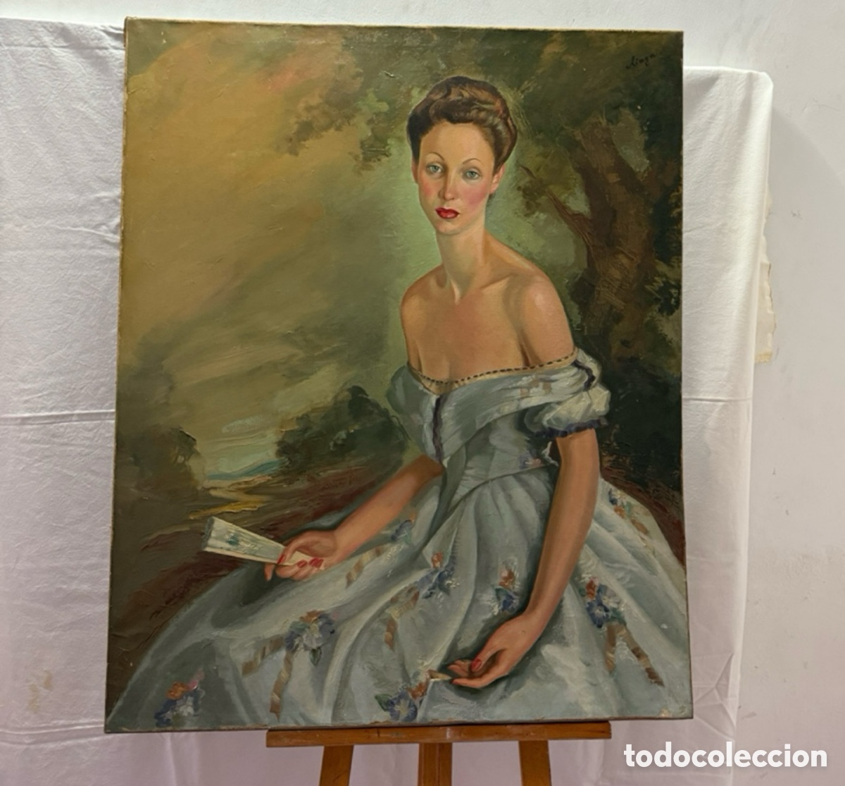 Arte: Ramon Guti&eacute;rrez Oliaga (1908-2003) - Retrato femenino firmado grandes dimensiones (100X80cm)