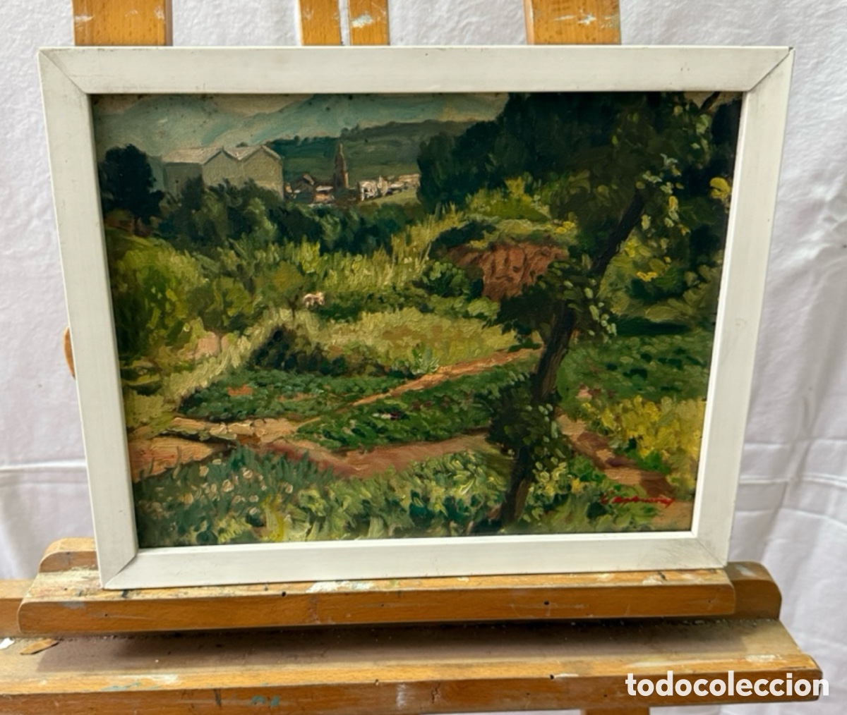 Kunst: Pau Casanovas Morral- paisaje Sant Quirze, Hort del Hete - &oacute;leo sobre tabla - firmado.