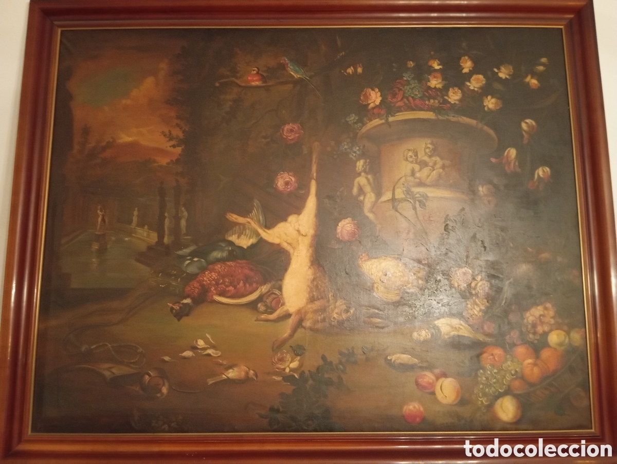 Arte: Gran bodeg&oacute;n. &Oacute;leo. Escuela Adrian De Utretch. Caza - Foto 3